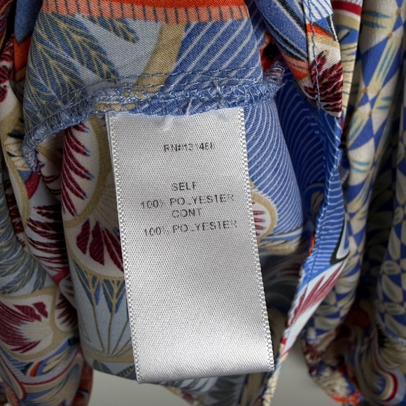 Fate Boho Floral Blouse Medium Multicolor Lightweight Satin Peacock Festival - Picture 8 of 12